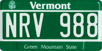 VT license plate NRV988