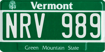 VT license plate NRV989