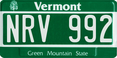VT license plate NRV992