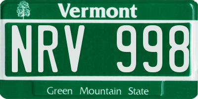 VT license plate NRV998