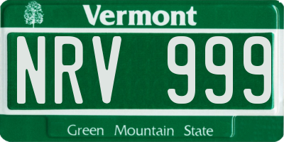 VT license plate NRV999