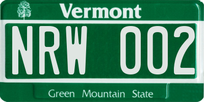 VT license plate NRW002