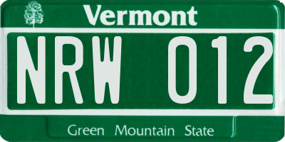 VT license plate NRW012