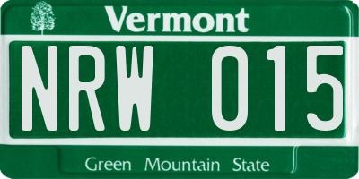VT license plate NRW015