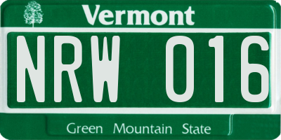 VT license plate NRW016