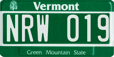 VT license plate NRW019