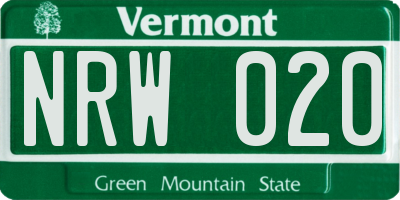 VT license plate NRW020