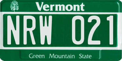 VT license plate NRW021
