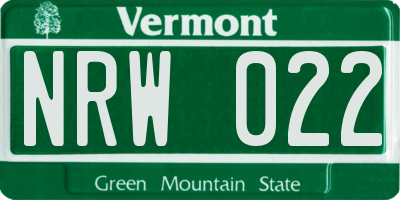 VT license plate NRW022