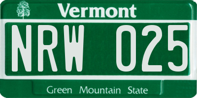 VT license plate NRW025