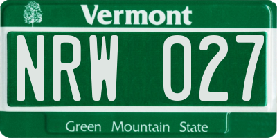 VT license plate NRW027