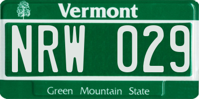 VT license plate NRW029