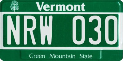 VT license plate NRW030