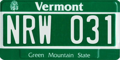 VT license plate NRW031