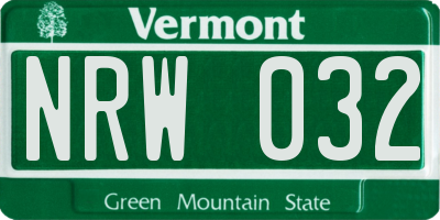 VT license plate NRW032
