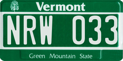 VT license plate NRW033