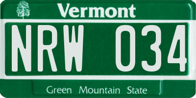 VT license plate NRW034