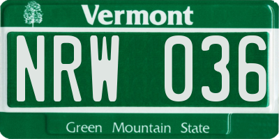 VT license plate NRW036