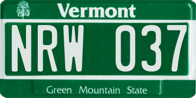 VT license plate NRW037