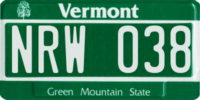VT license plate NRW038