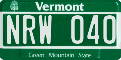 VT license plate NRW040