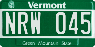VT license plate NRW045