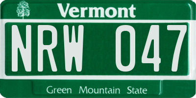 VT license plate NRW047