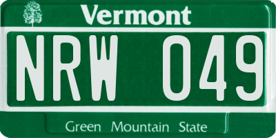 VT license plate NRW049