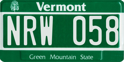 VT license plate NRW058