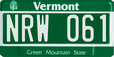 VT license plate NRW061