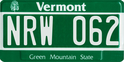 VT license plate NRW062