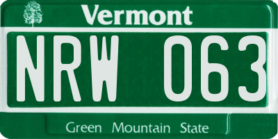 VT license plate NRW063