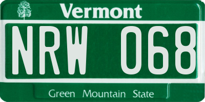 VT license plate NRW068