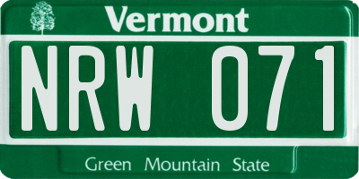 VT license plate NRW071