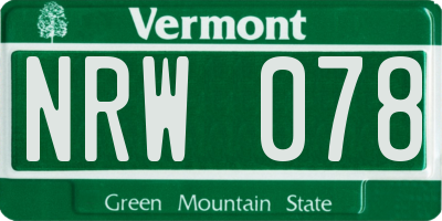 VT license plate NRW078