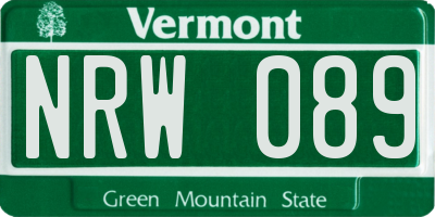 VT license plate NRW089