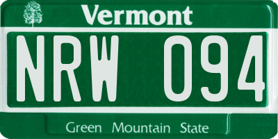 VT license plate NRW094