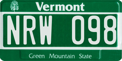 VT license plate NRW098