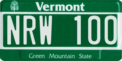VT license plate NRW100