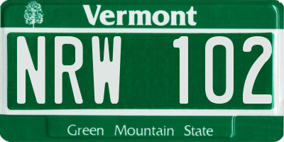 VT license plate NRW102