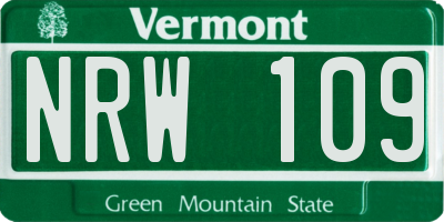 VT license plate NRW109