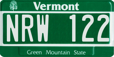 VT license plate NRW122