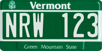 VT license plate NRW123