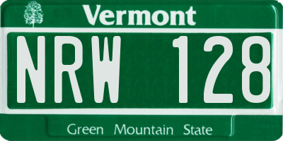 VT license plate NRW128