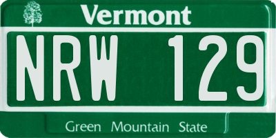 VT license plate NRW129