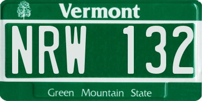 VT license plate NRW132