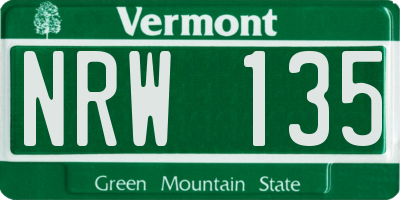 VT license plate NRW135