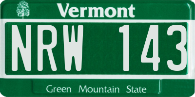 VT license plate NRW143