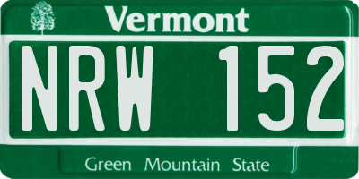 VT license plate NRW152