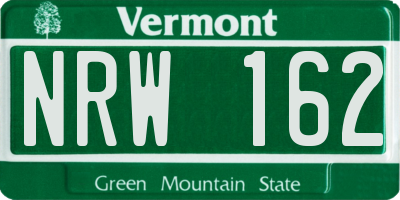 VT license plate NRW162